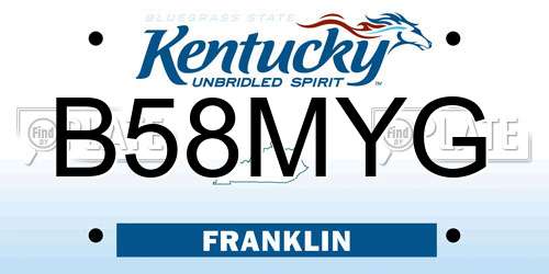 B58MYG Kentucky License Plate