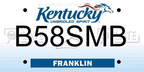 B58SMB Kentucky License Plate