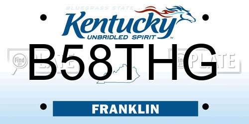 B58THG Kentucky License Plate