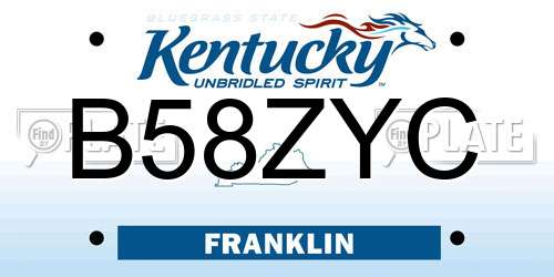 B58ZYC Kentucky License Plate