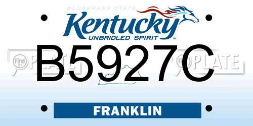 B5927C Kentucky License Plate