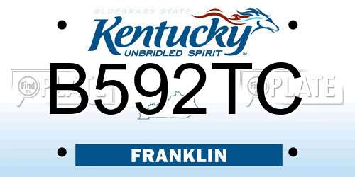 B592TC Kentucky License Plate