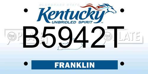 B5942T Kentucky License Plate
