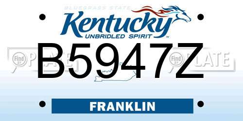 B5947Z Kentucky License Plate