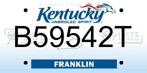 B59542T Kentucky License Plate