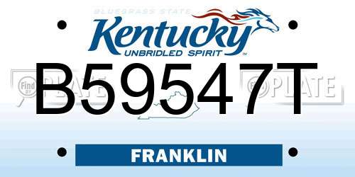 B59547T Kentucky License Plate