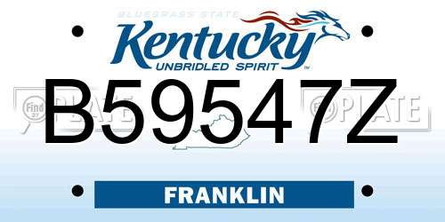 B59547Z Kentucky License Plate