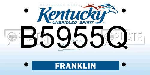B5955Q Kentucky License Plate
