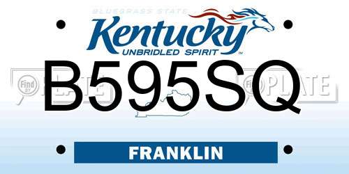 B595SQ Kentucky License Plate