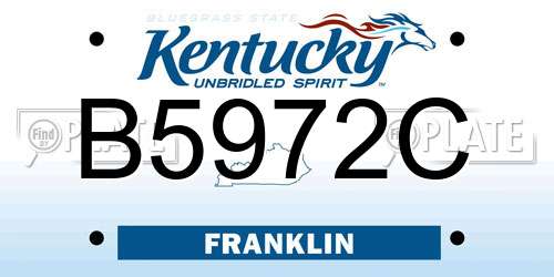 B5972C Kentucky License Plate