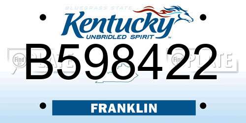 B598422 Kentucky License Plate