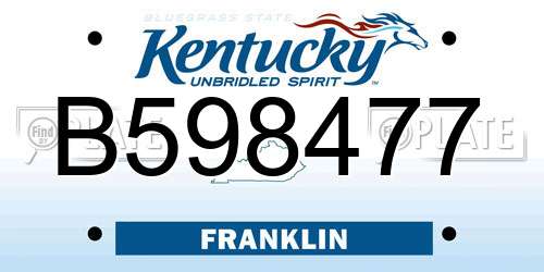 B598477 Kentucky License Plate