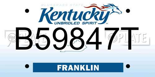 B59847T Kentucky License Plate
