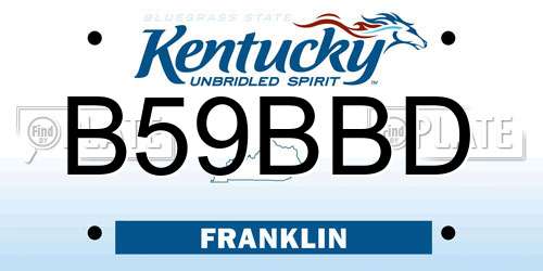 B59BBD Kentucky License Plate