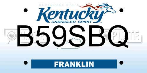 B59SBQ Kentucky License Plate