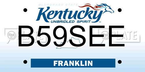 B59SEE Kentucky License Plate