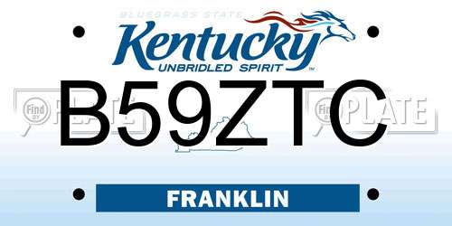 B59ZTC Kentucky License Plate