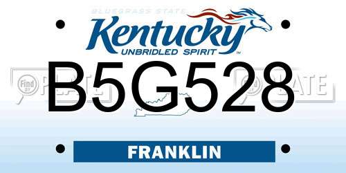 B5G528 Kentucky License Plate