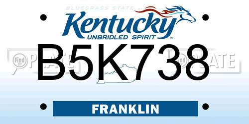 B5K738 Kentucky License Plate