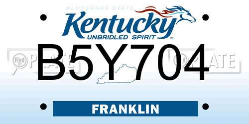 B5Y704 Kentucky License Plate