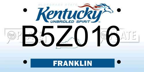 B5Z016 Kentucky License Plate
