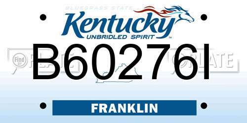 B60276I Kentucky License Plate