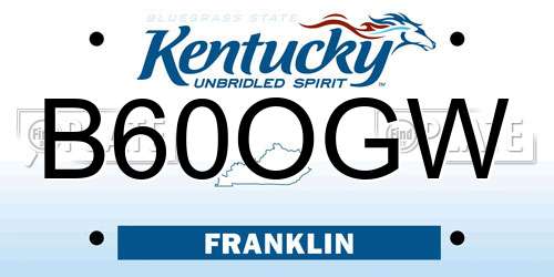 B60OGW Kentucky License Plate