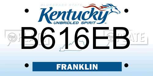 B616EB Kentucky License Plate