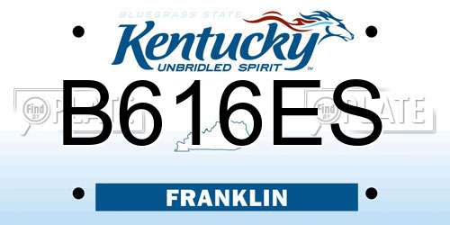 B616ES Kentucky License Plate