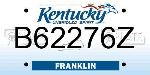 B62276Z Kentucky License Plate