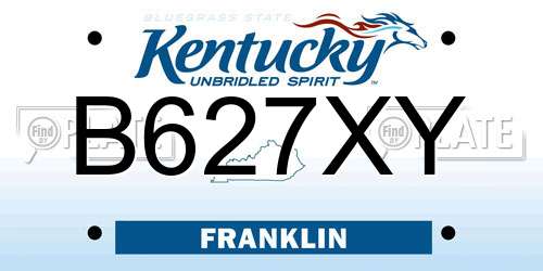 B627XY Kentucky License Plate