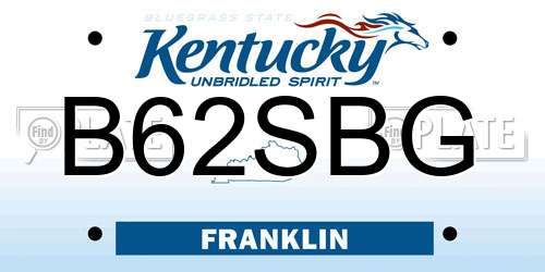 B62SBG Kentucky License Plate