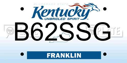 B62SSG Kentucky License Plate