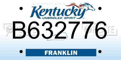 B632776 Kentucky License Plate