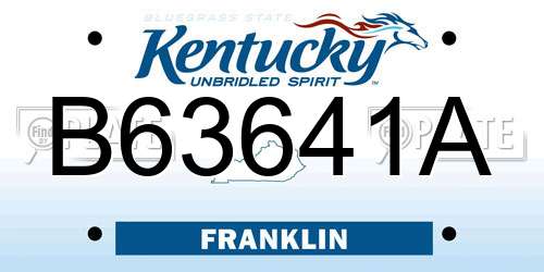 B63641A Kentucky License Plate