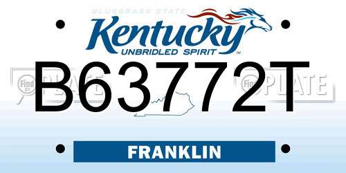 B63772T Kentucky License Plate
