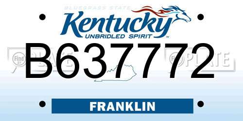 B637772 Kentucky License Plate