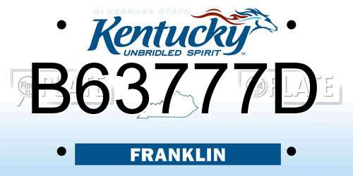 B63777D Kentucky License Plate