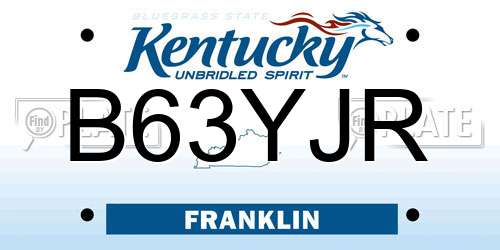 B63YJR Kentucky License Plate