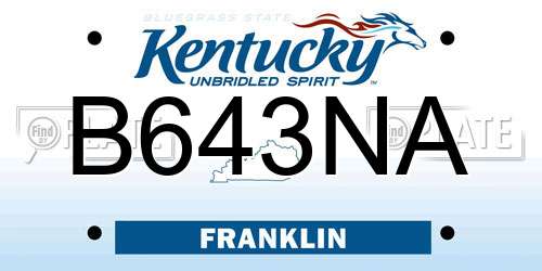 B643NA Kentucky License Plate