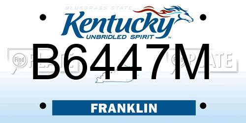 B6447M Kentucky License Plate