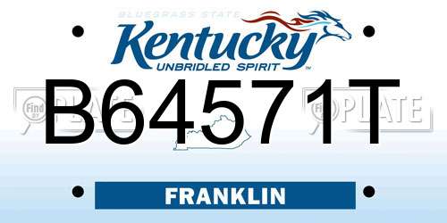B64571T Kentucky License Plate