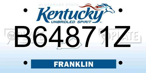 B64871Z Kentucky License Plate