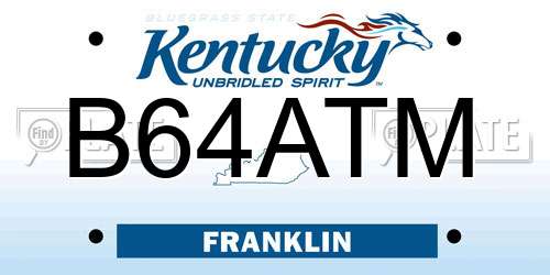 B64ATM Kentucky License Plate