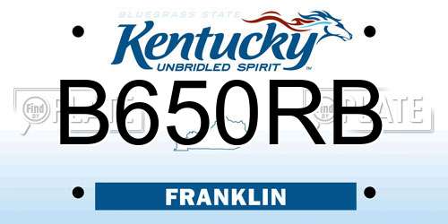 B650RB Kentucky License Plate