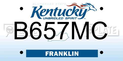B657MC Kentucky License Plate