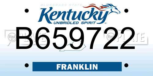 B659722 Kentucky License Plate