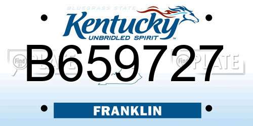 B659727 Kentucky License Plate