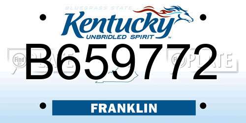 B659772 Kentucky License Plate
