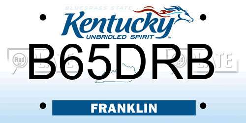 B65DRB Kentucky License Plate